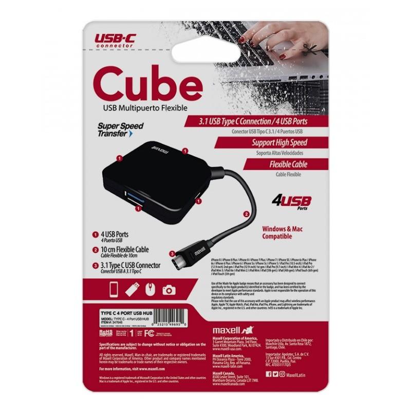Adaptador hub cubo 4-porta usb 3.0  tipo-c