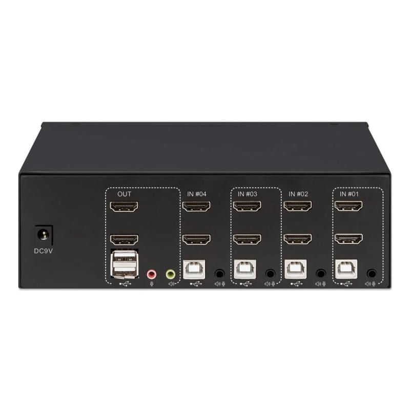 Adaptador KVM Switch 4 PT Dual-Monitor HDMI