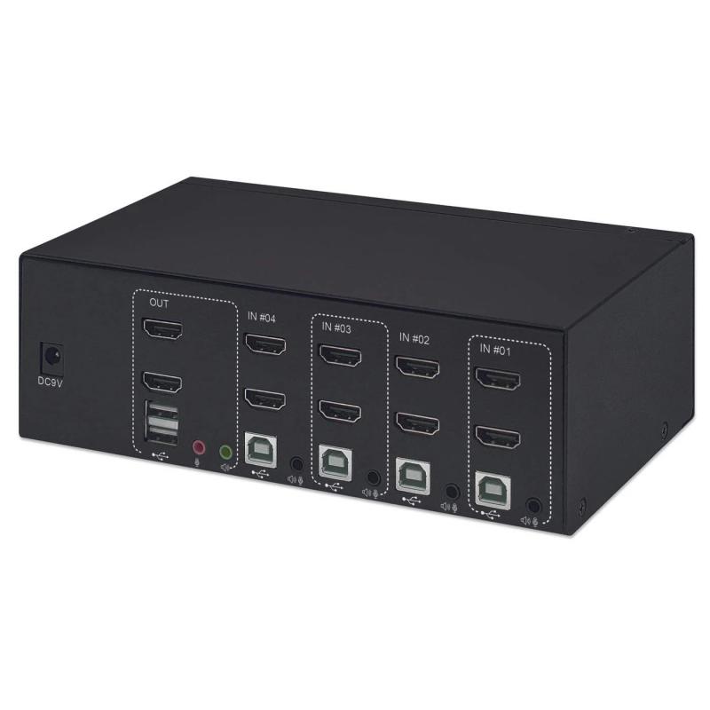 Adaptador KVM Switch 4 PT Dual-Monitor HDMI