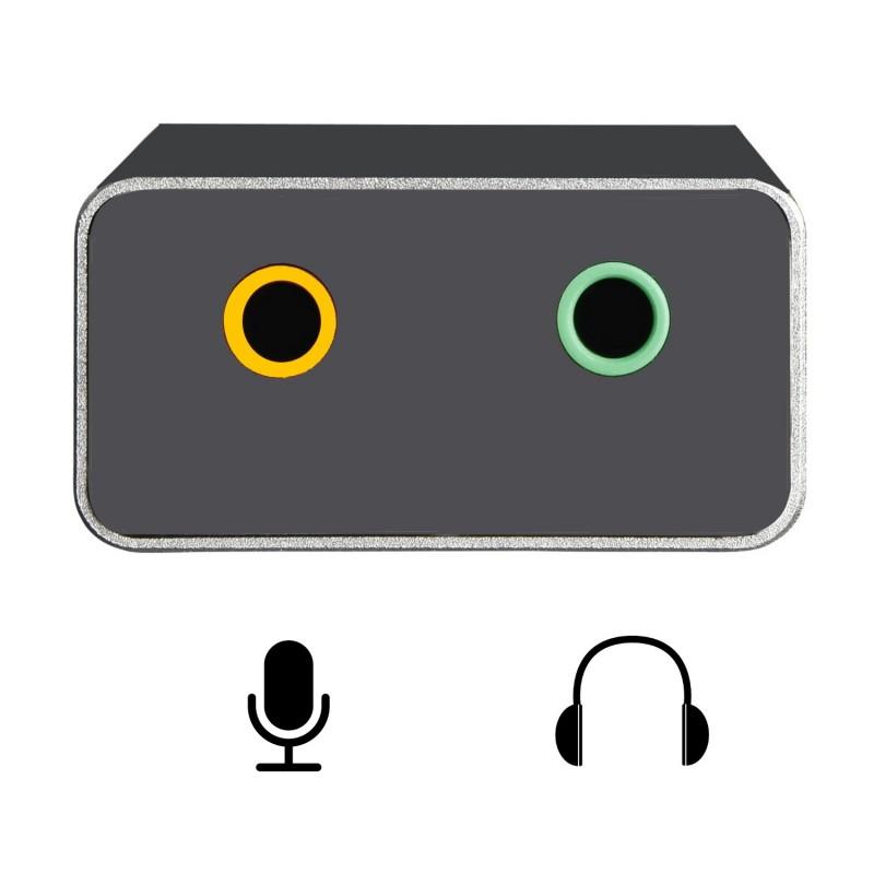 Adaptador usb-c para jack 2 x 3.5mm preto
