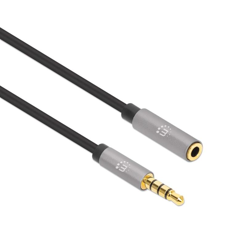 Cabo áudio estéreo fino 3.5mm (macho) para 3.5mm (fêmea) 1mt