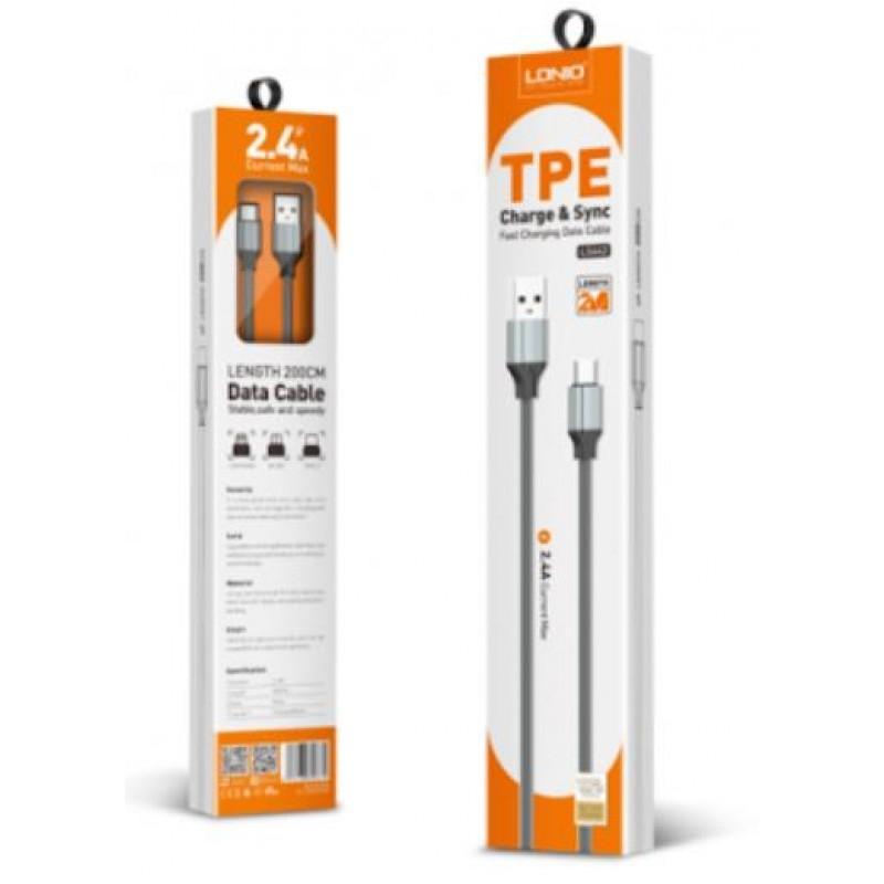 Cabo USB-A para Micro-USB 2M Cinza