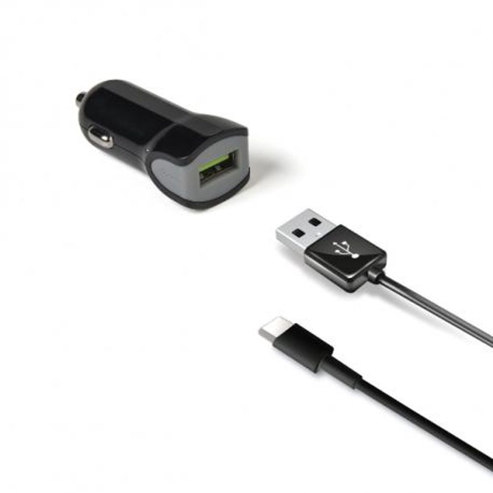 Carregador auto celly turbo 2.4a usb + cabo usb-c