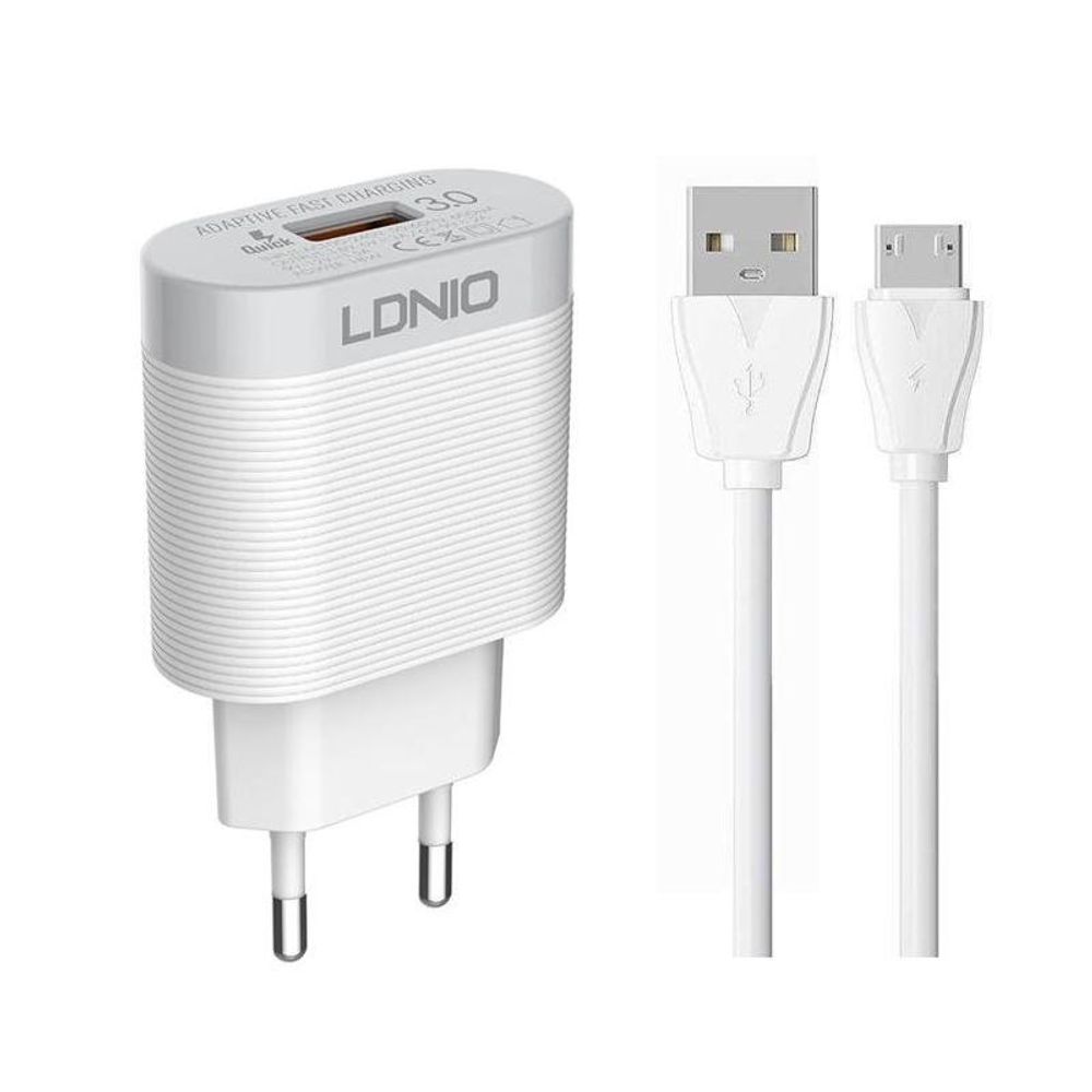 Carregador completo qc3.0 usb-micro branco