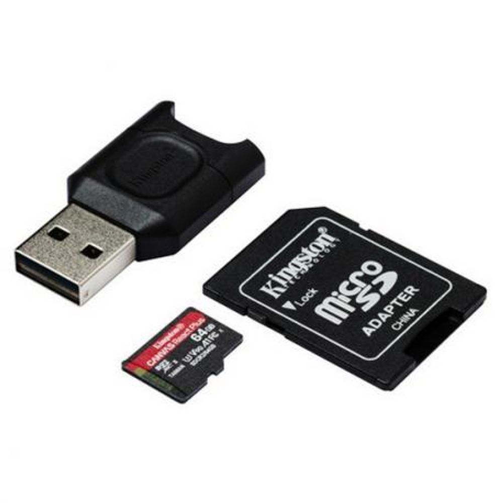 Cartão de memória micro sd 64gb cl10 react plus + adaptador