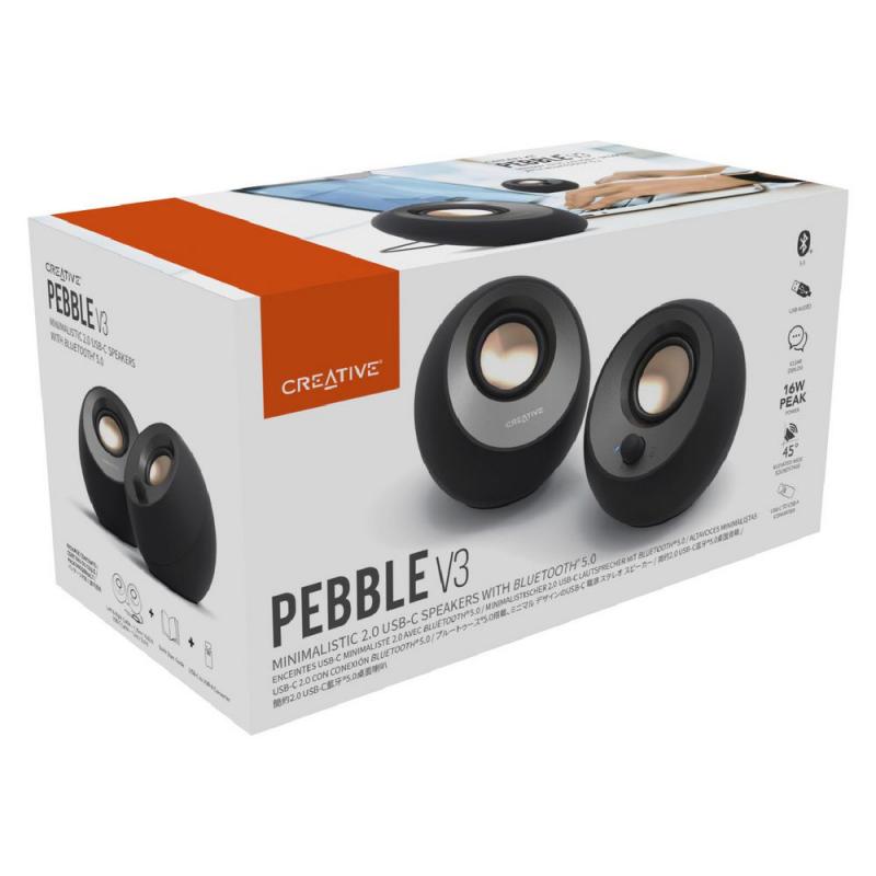 Colunas 2.0 pebble v3 usb bluetooth 5.0 preto