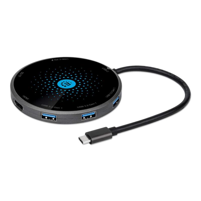 Docking station com carregador wireless (8 em1) usb-c (f)  3x usb-a  card reader 10w