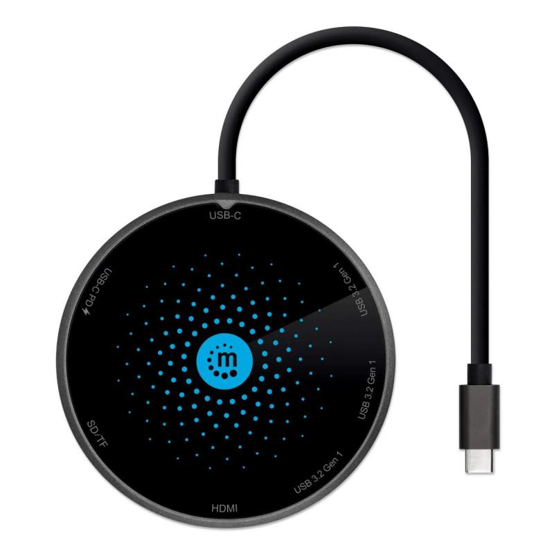 Docking station com carregador wireless (8 em1) usb-c (f)  3x usb-a  card reader 10w