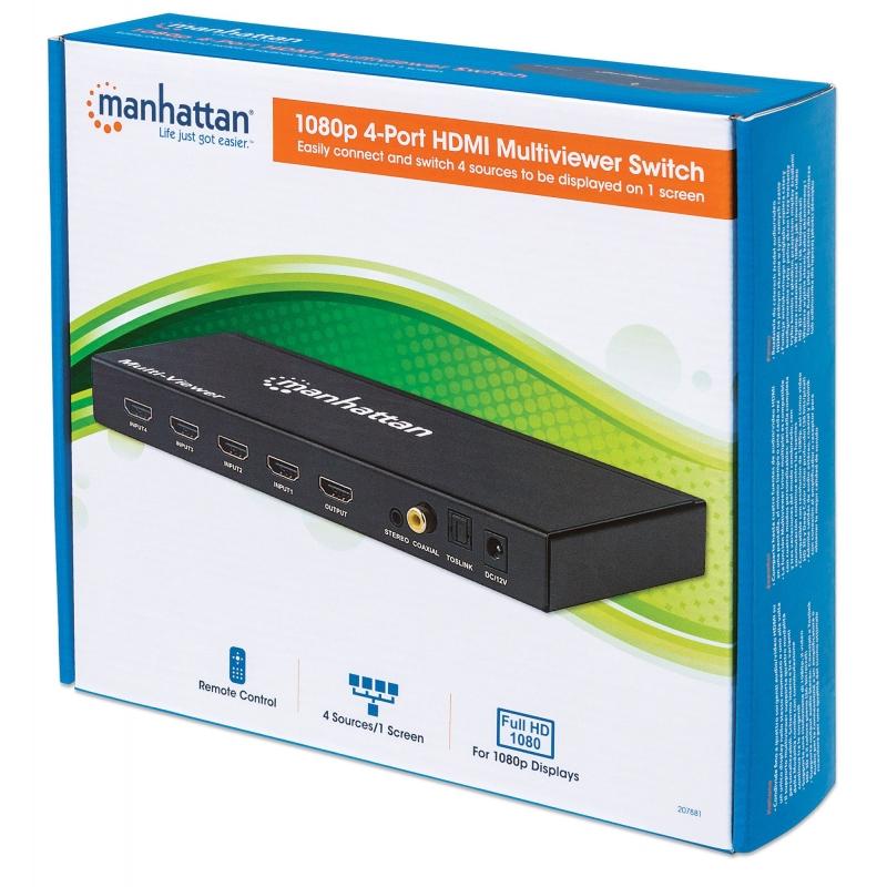 Hub multiviewer hdmi 1080p 4 portas hdmi matrix