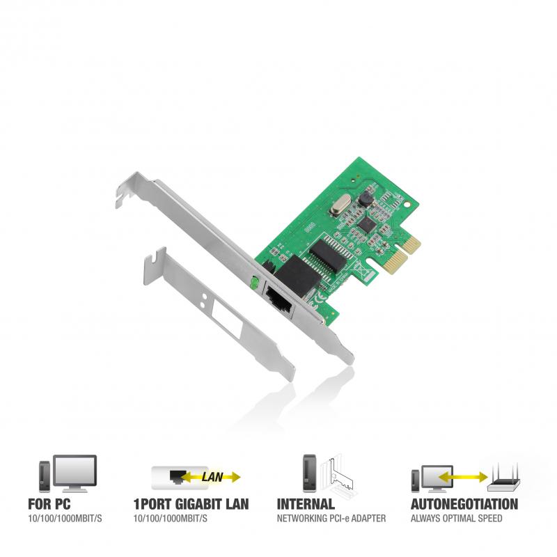 Placa de rede pci-e 10/100/1000 mbps + sup. baixo perfil