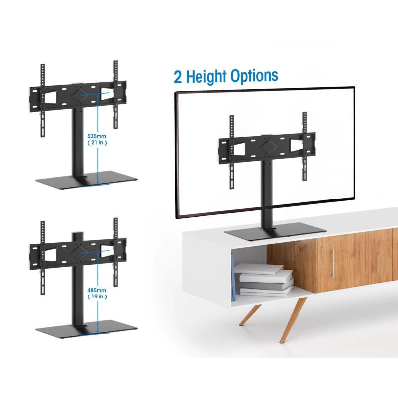 Suporte de tv para 32   a 65   altura ajustavel base de vidro 49cm/54cm