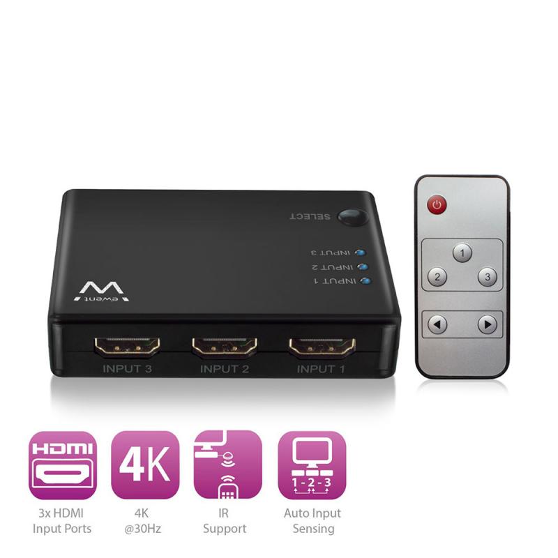 ADAPTADOR SWITCH 3 ENTRADAS/ 1 SAÍDA HDMI  COM COMANDO