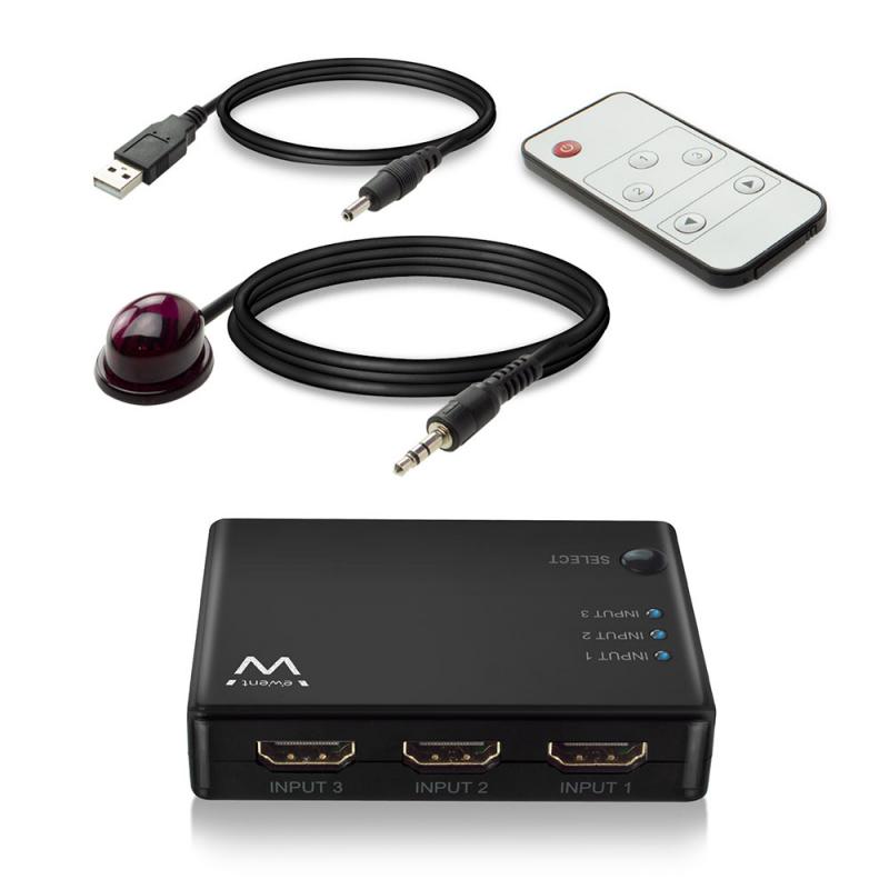 ADAPTADOR SWITCH 3 ENTRADAS/ 1 SAÍDA HDMI  COM COMANDO