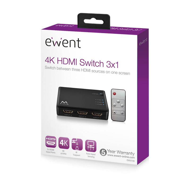 ADAPTADOR SWITCH 3 ENTRADAS/ 1 SAÍDA HDMI  COM COMANDO