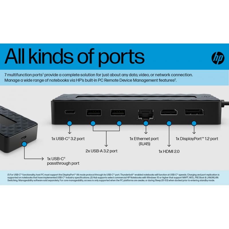 HUB USB-C PARA 1HDMI/1USB-C/1DP/1RJ45/2USB-A TRAVEL