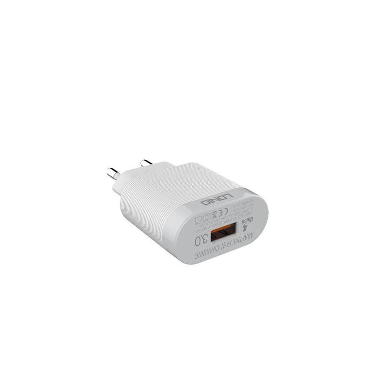 Carregador Completo QC3.0 USB-A Para USB-C Branco