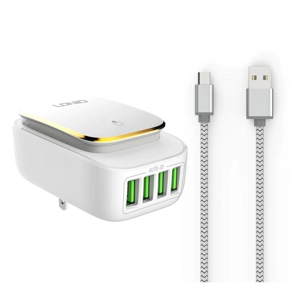 CARREGADOR TOUCH LED 4 PORTAS USB USB-C