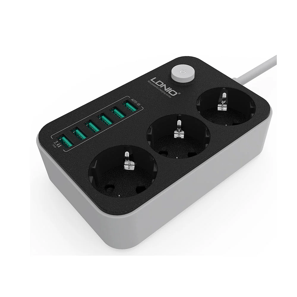 Bloco de tomadas 3way. 1.6 mt c/i 6usb 3.4a
