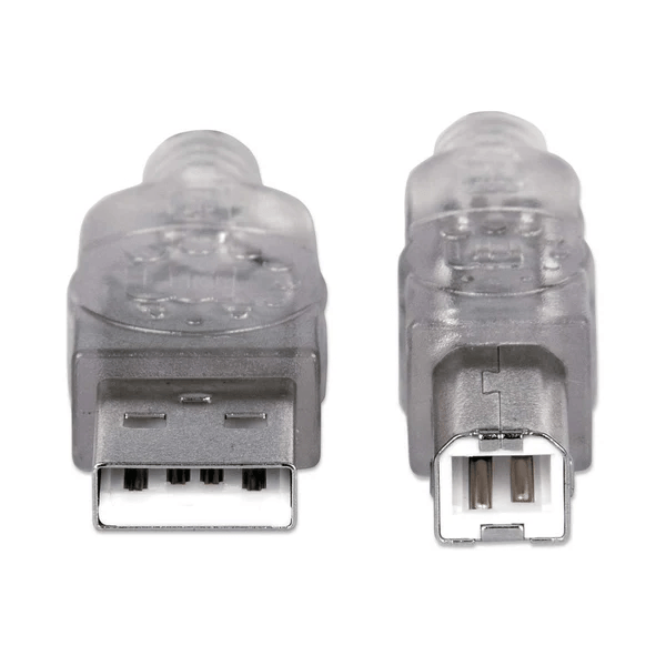 Cabo usb 2.0  5 mt a/b manhattan silver