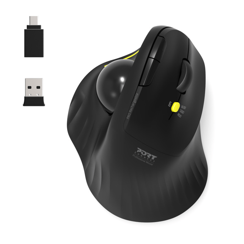 Rato wireless com design ergonômico prof 2.4ghz track ball