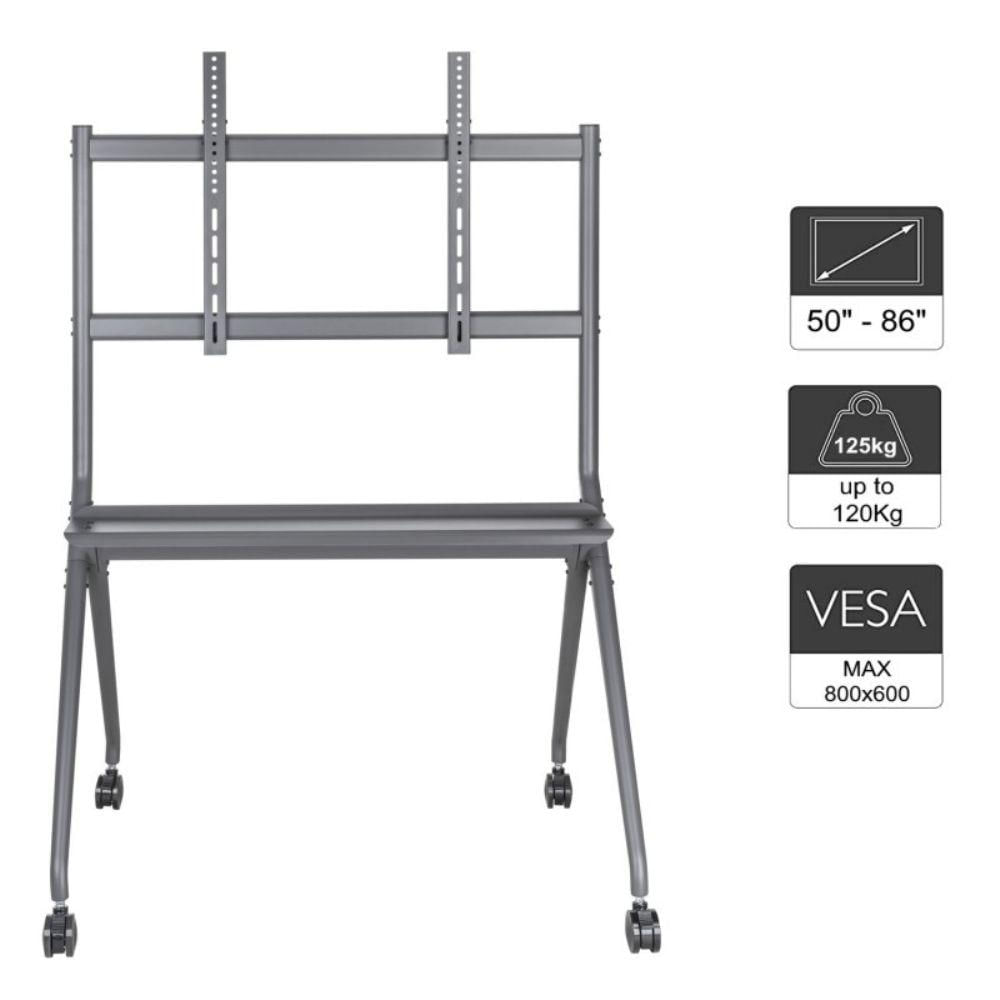 Suporte Móvel de Chão Para TV 50" a 86" Máx 120KG