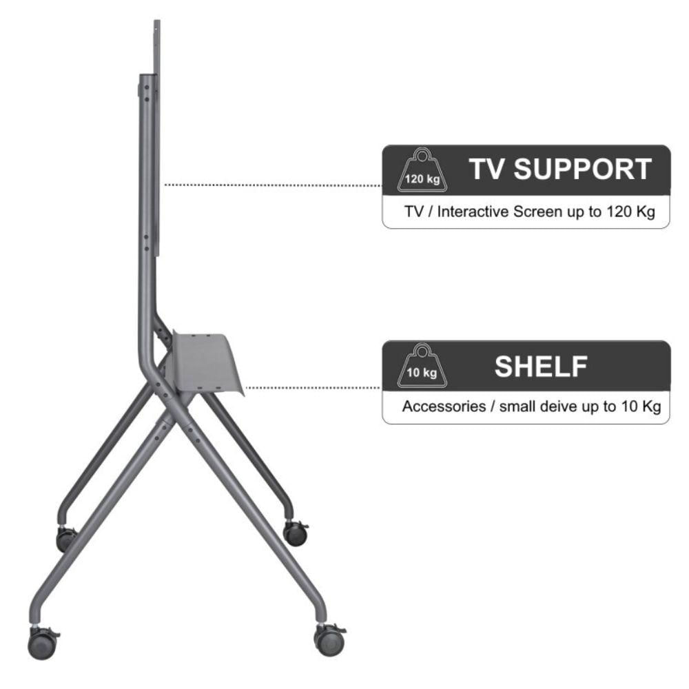 Suporte Móvel de Chão Para TV 50" a 86" Máx 120KG