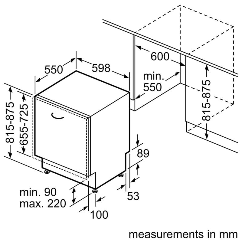 Máquina de Lavar Loiça de ENCASTRAR 60CM 12P