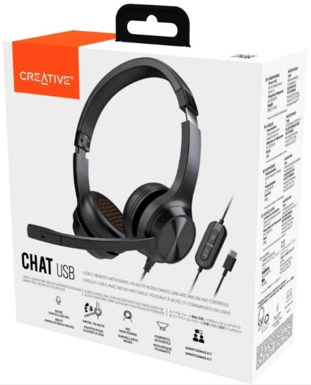 Auscultador Chat Usb-C Com Microfone Preto