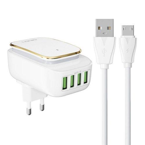 Carregador Touch Led 4 Portas Usb Micro