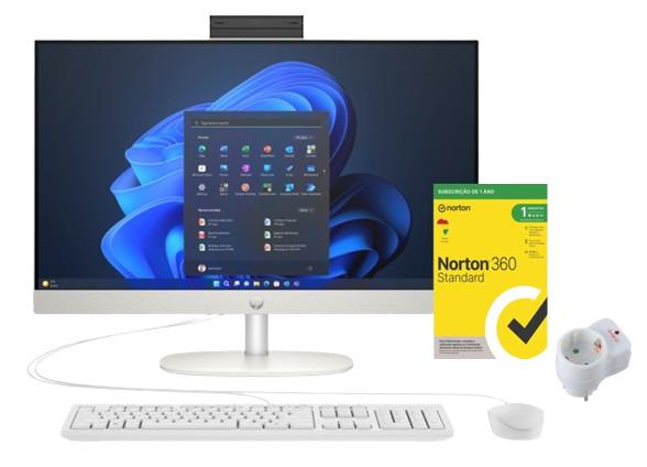 Computador Desktop Aio 240 23,8'' I5 + Protector de Tomada 3500W Mini Branca + Antivírus Norton 360 Standard (10Gb/1 Dispositivo)