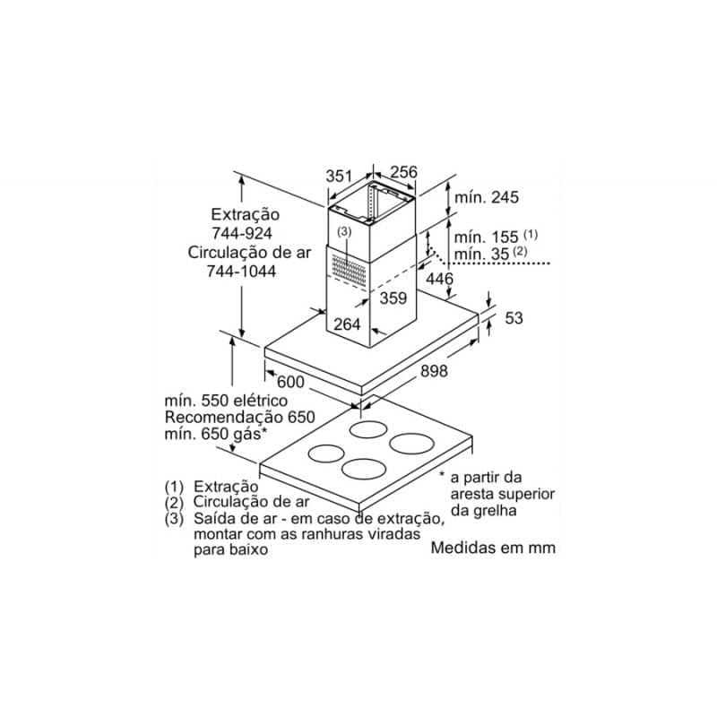 Exaustor  90cm Serie 4 Inox Chaminé Ilha