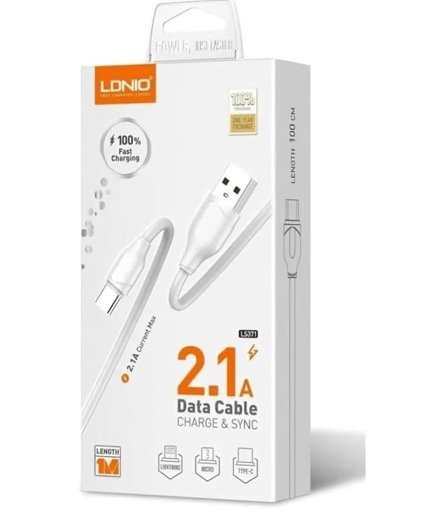 Cabo USB para USB-C 1M 2.1A Branco