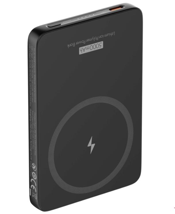 Carregador Powerbank + Wireless Magnético PQ28 15W 5000MAH USB-C Preto