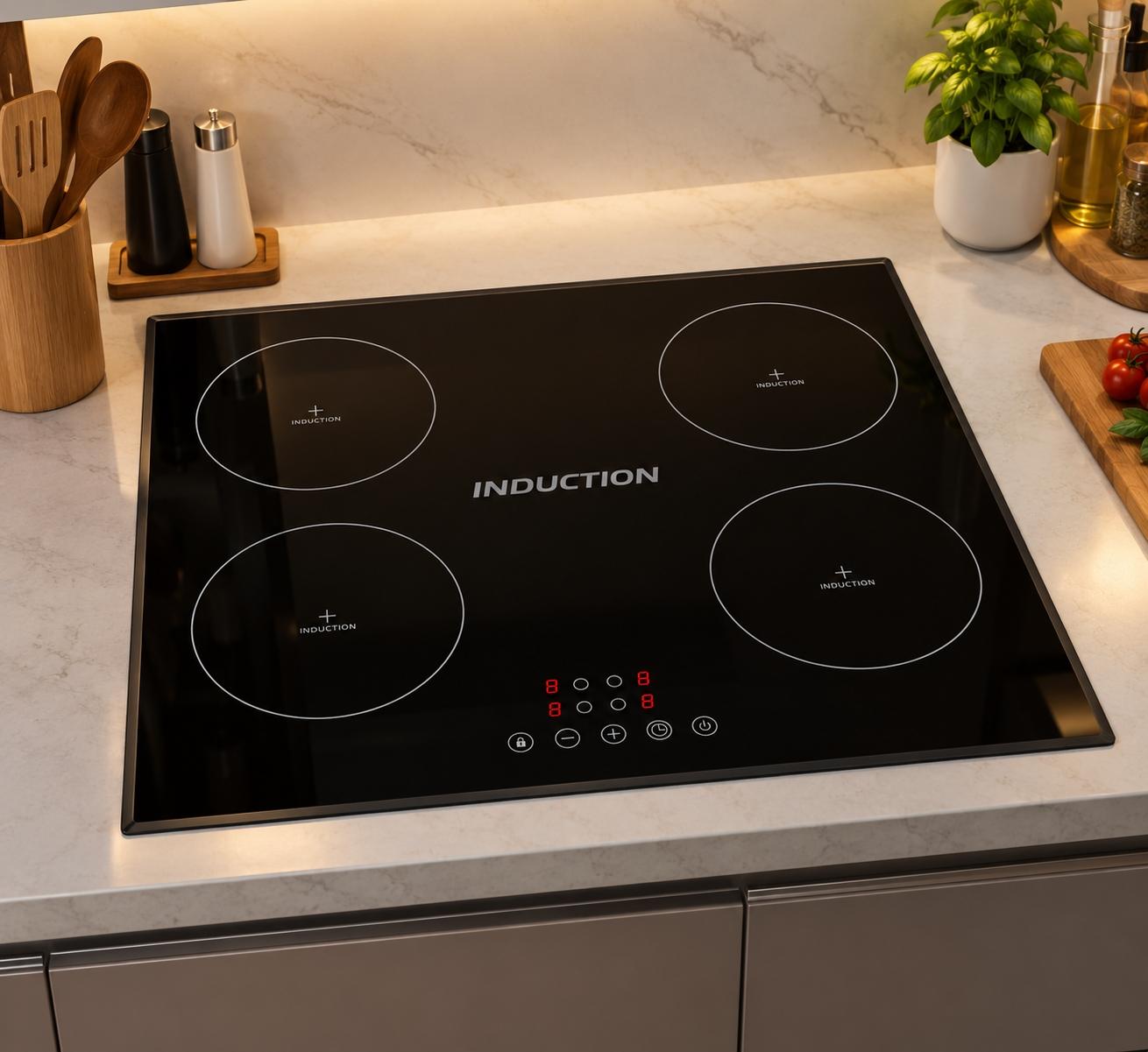 Placa Vitrocerâmica por Indução 60CM Encastre Preto
