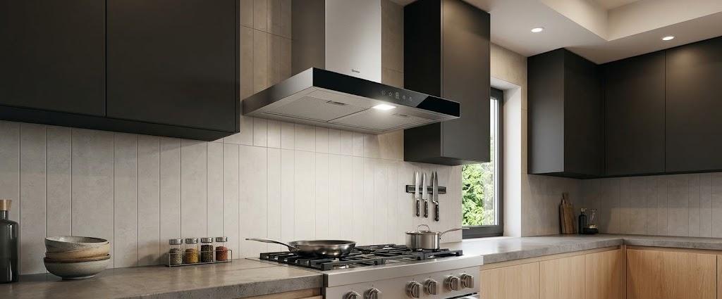 Exaustor 60 CM Hood T Cinza+Vidro Touch Preto